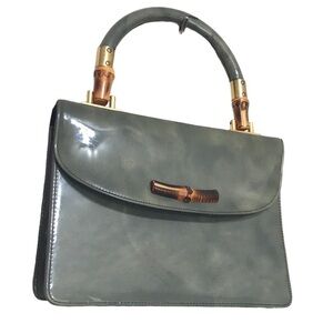 VINTAGE Meyer shiny green bamboo detailing handbag